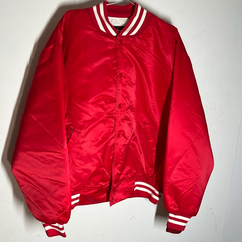 Vintage Satin Varsity Baseball Jacket Sz 2XL